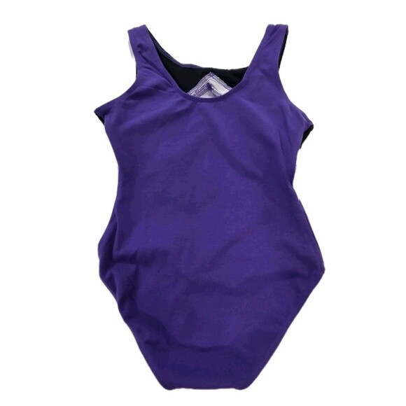 Gilda Marx VTG 90s Cotton Velvet Colorblock Dance Leotard Adult XS (Y/J) Purple - Picture 2 of 13